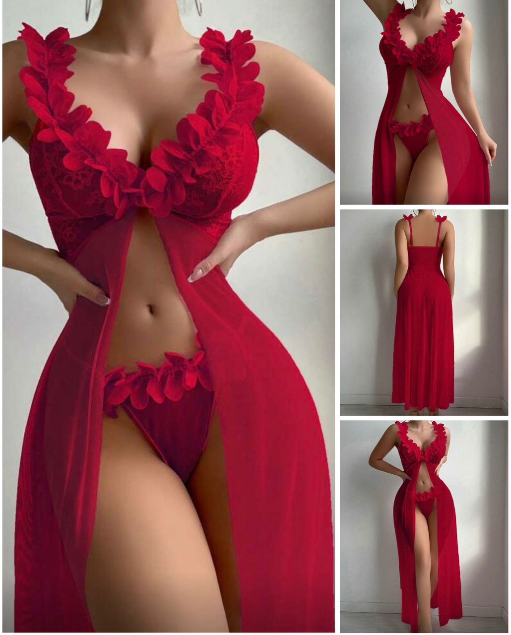 Ensemble Lingerie Fuchsia – Soutien-gorge Push-Up & String Chaînes Dorées
